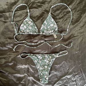 Green Floral Print 2-PC Bikini